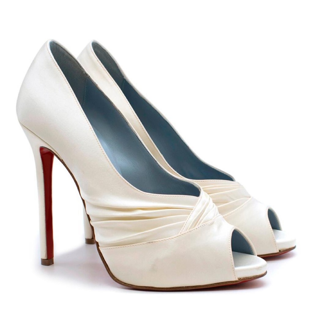 Christian Louboutin Drapadita 120mm off-wht satin